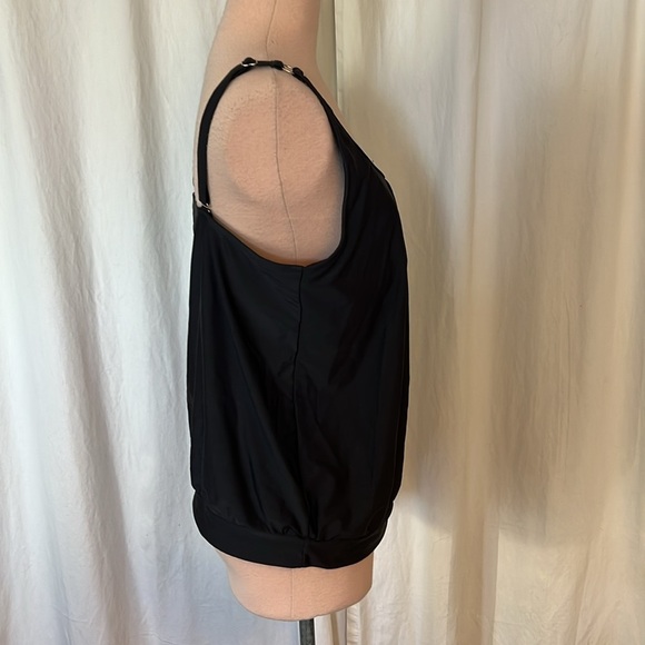 Adjustable Strap Built In Bra Black Tank Top Swim Top Only - Picture 4 of 9